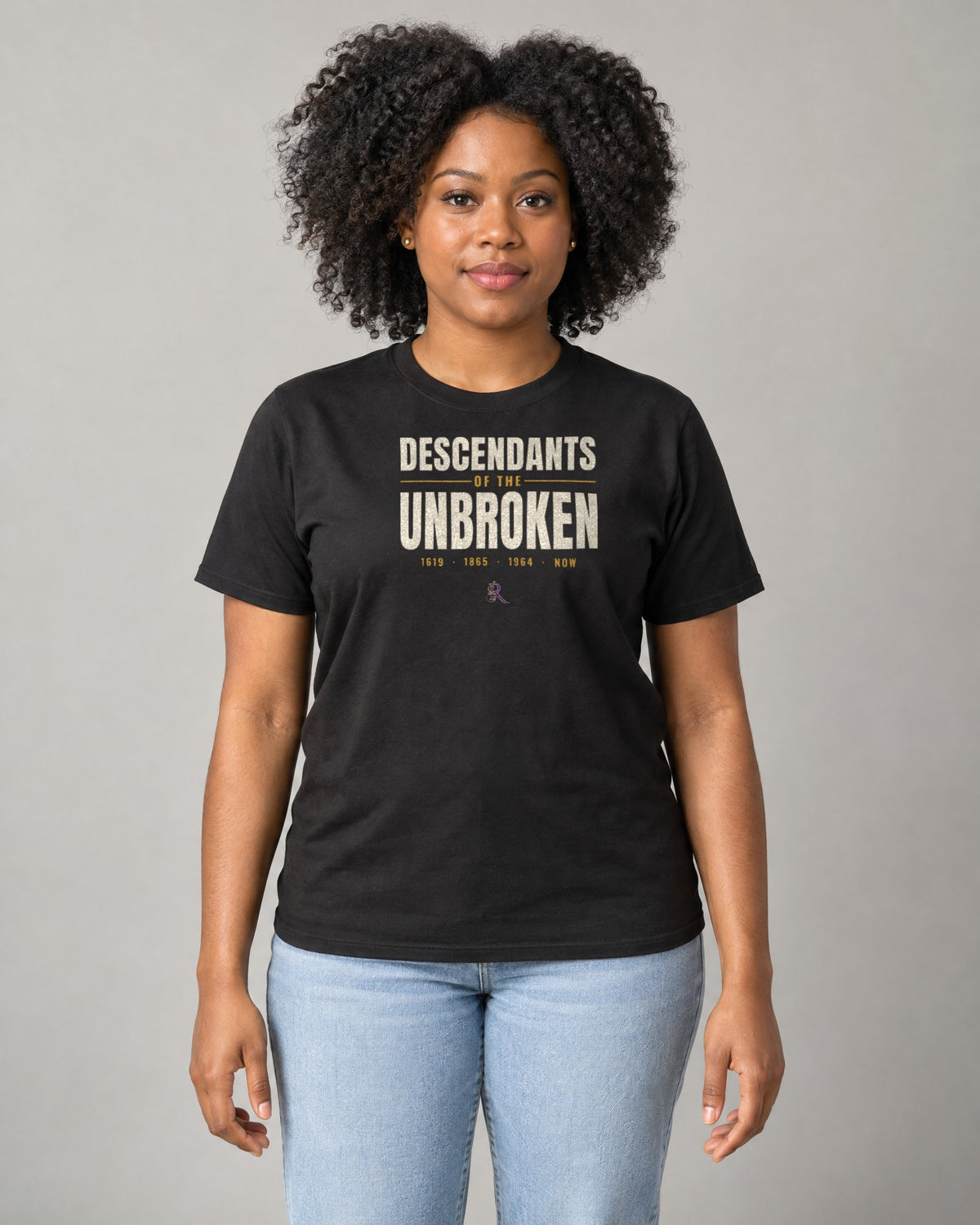 Model wearing the Descendants of the Unbroken Tee