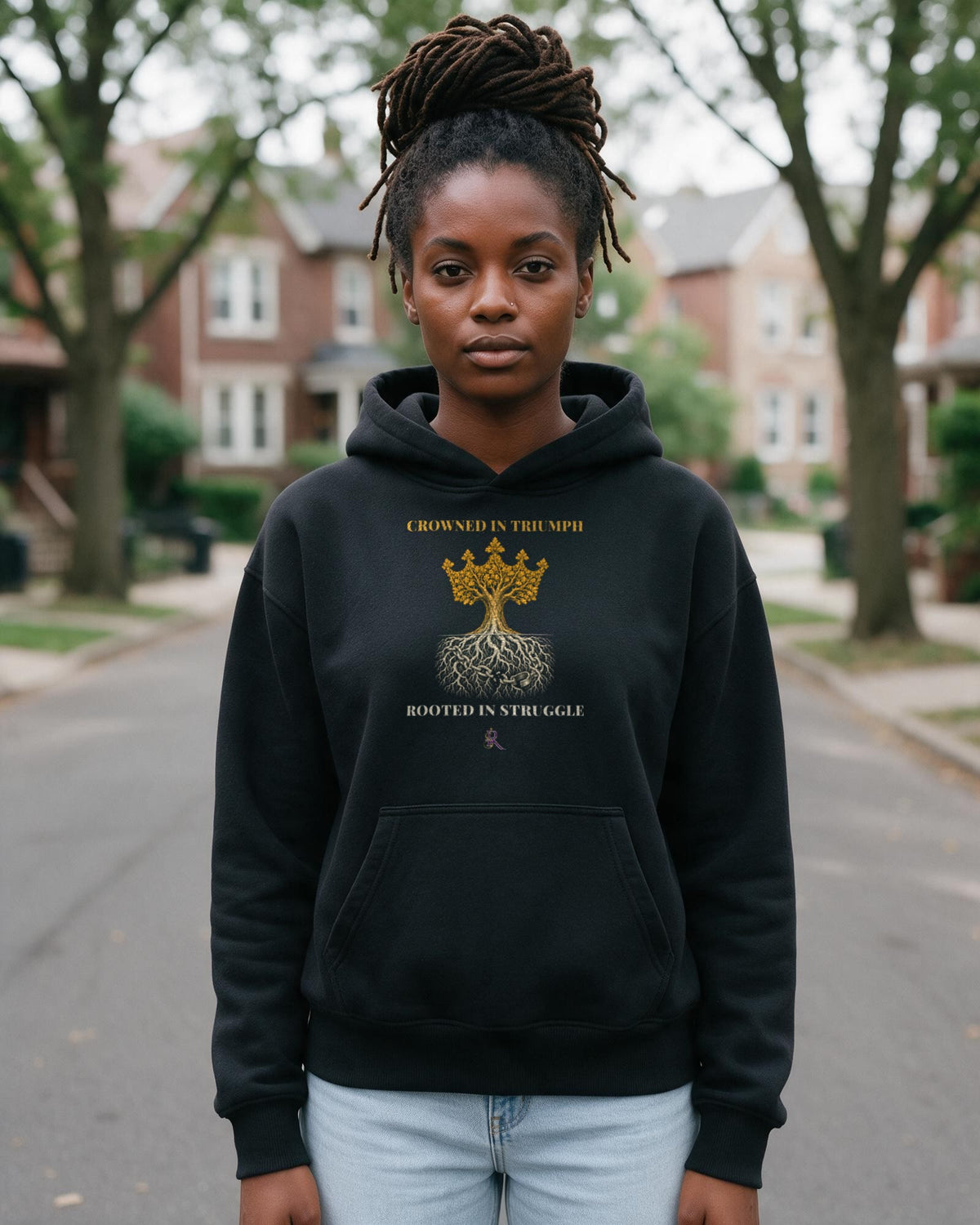 Model wearing the Rooted Hoodie