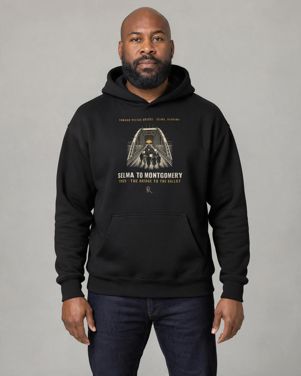 Model wearing the Selma to Montgomery Hoodie