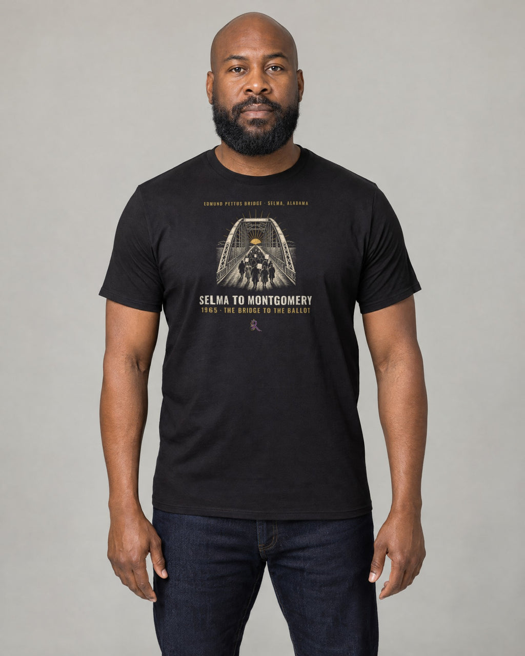 Model wearing the Selma to Montgomery Tee