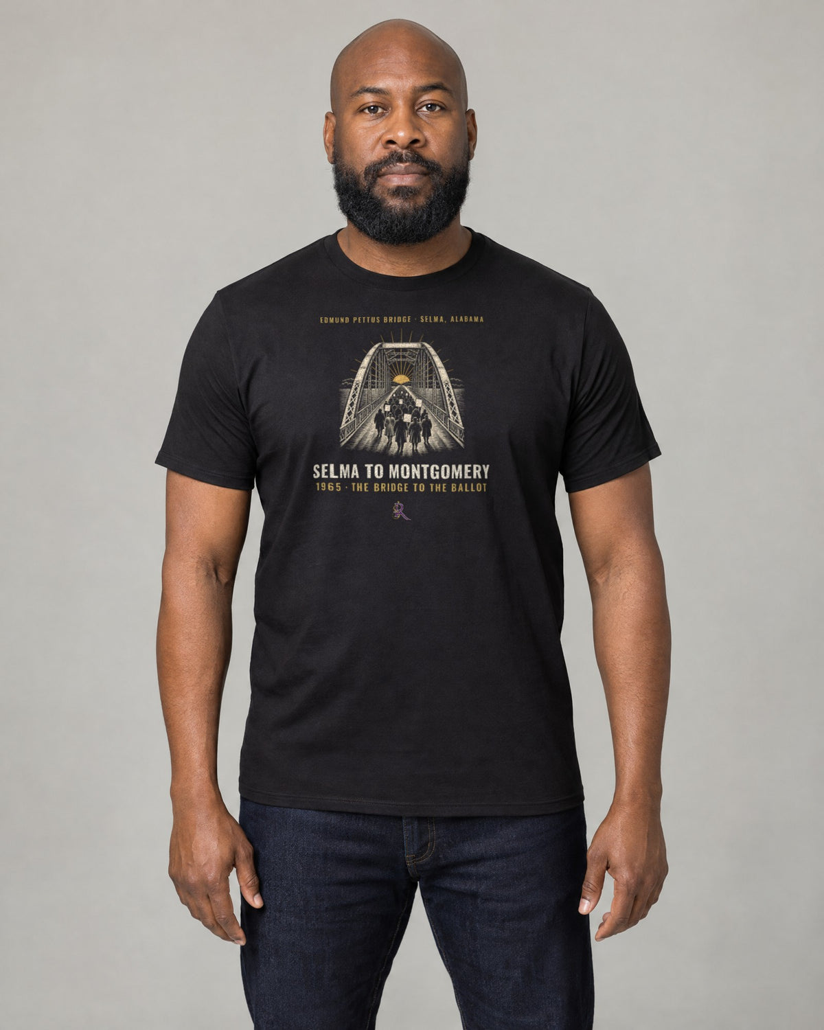 Model wearing the Selma to Montgomery Tee